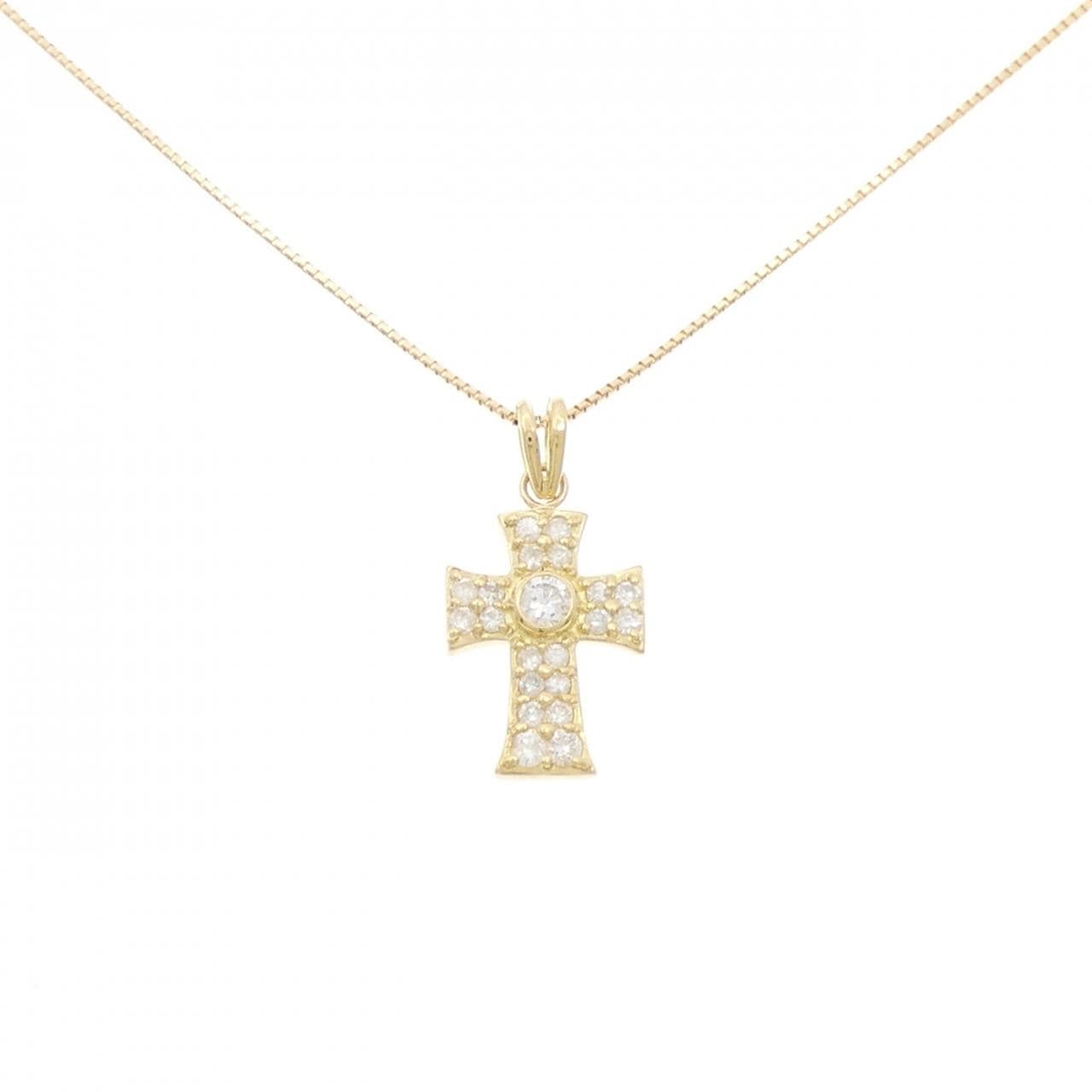 K18YG クロス ダイヤモンド ネックレス 0.40CT
