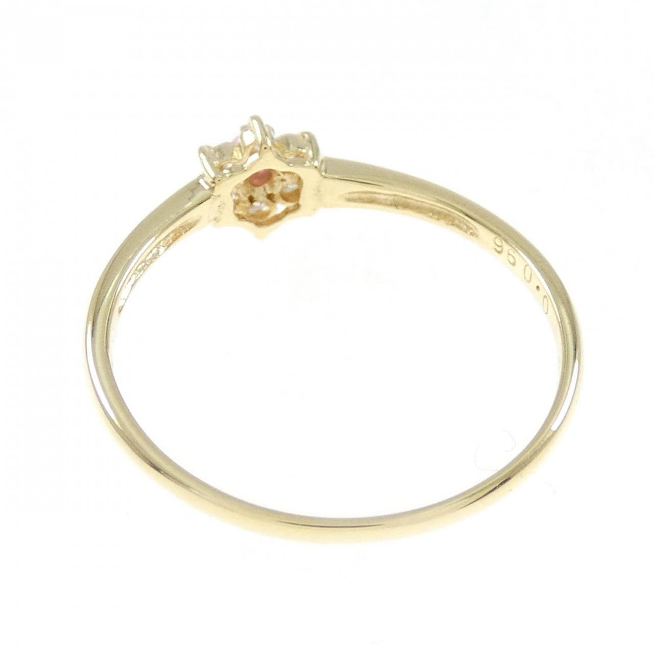 K18YG flower ruby ring