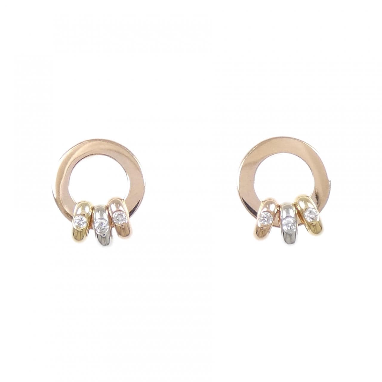 K18スリーカラー ダイヤモンド ピアス 0.08CT