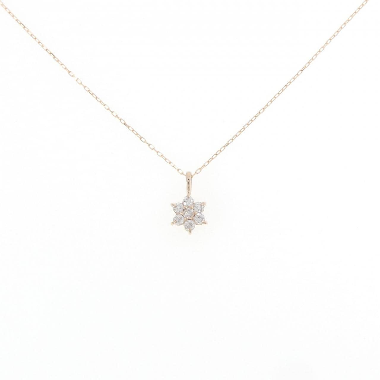 K18PG フラワー ダイヤモンド ネックレス 0.10CT