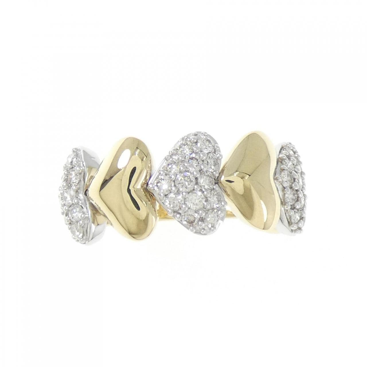 K18YG/K18WG ハート ダイヤモンド リング 0.55CT