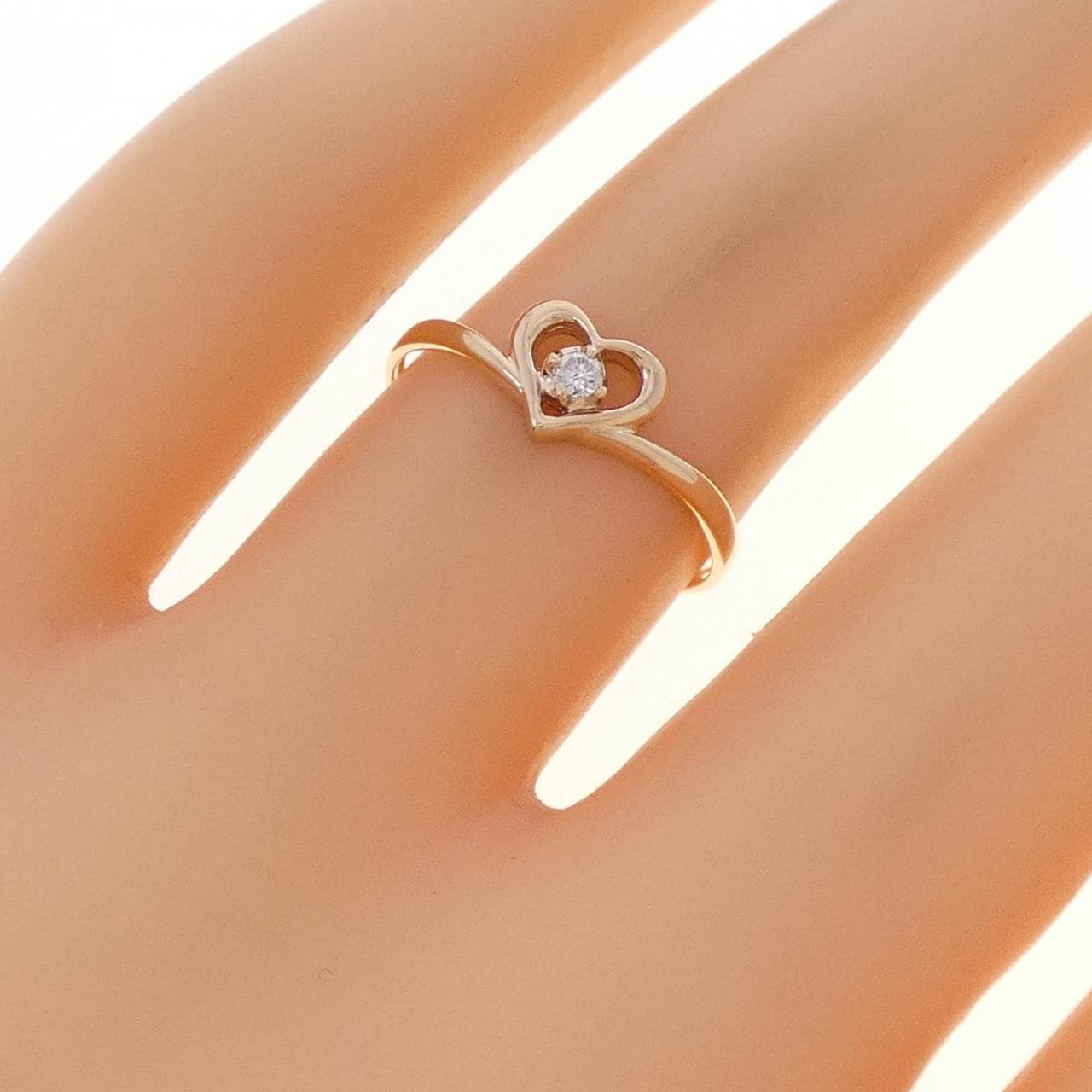 K10PG ハート ダイヤモンド リング 0.03CT