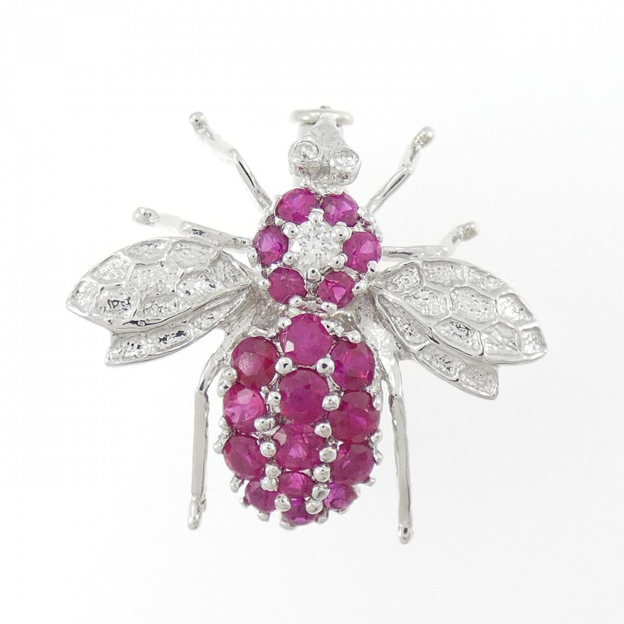 K18WG ルビー ブローチ 1.00CT