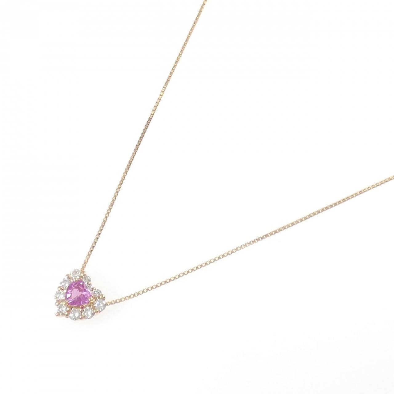 K18PG ハート サファイヤ ネックレス 0.59CT