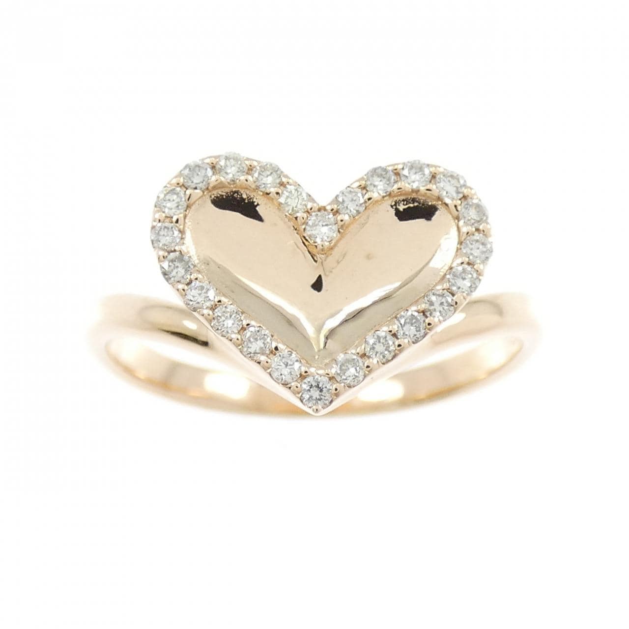 K18PG heart Diamond ring 0.15CT