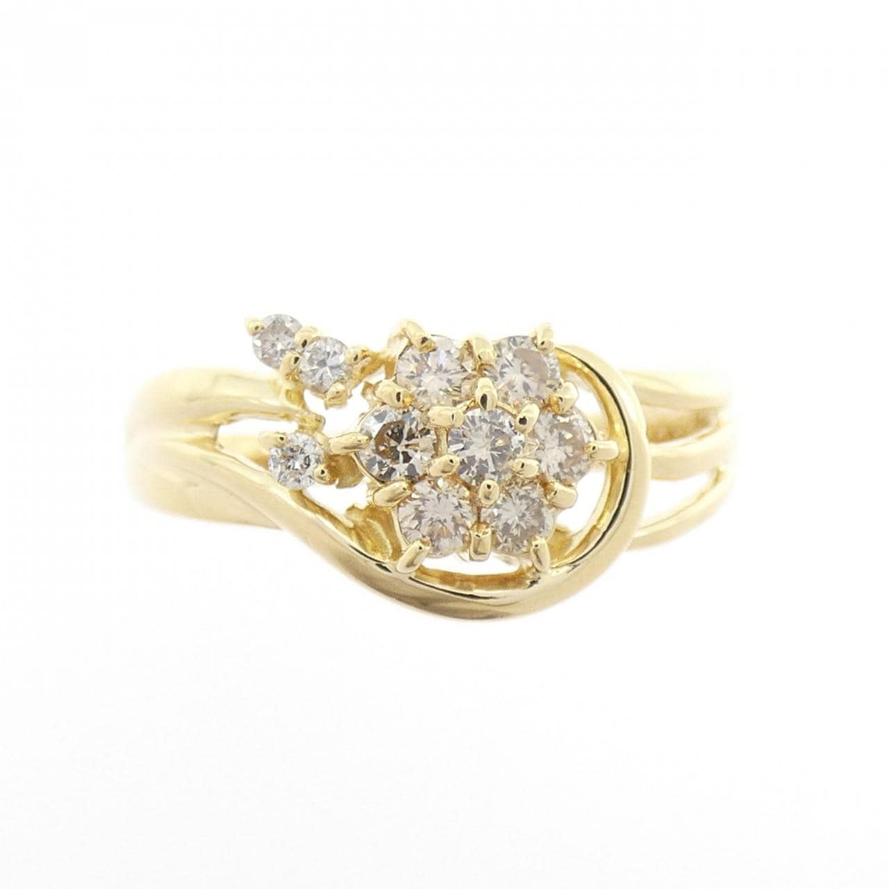 K18YG フラワー ダイヤモンド リング 0.30CT