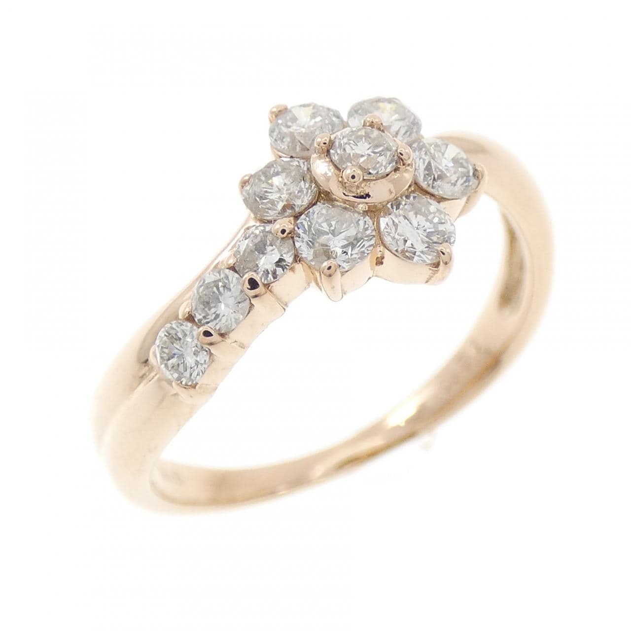 K18PG フラワー ダイヤモンド リング 0.50CT
