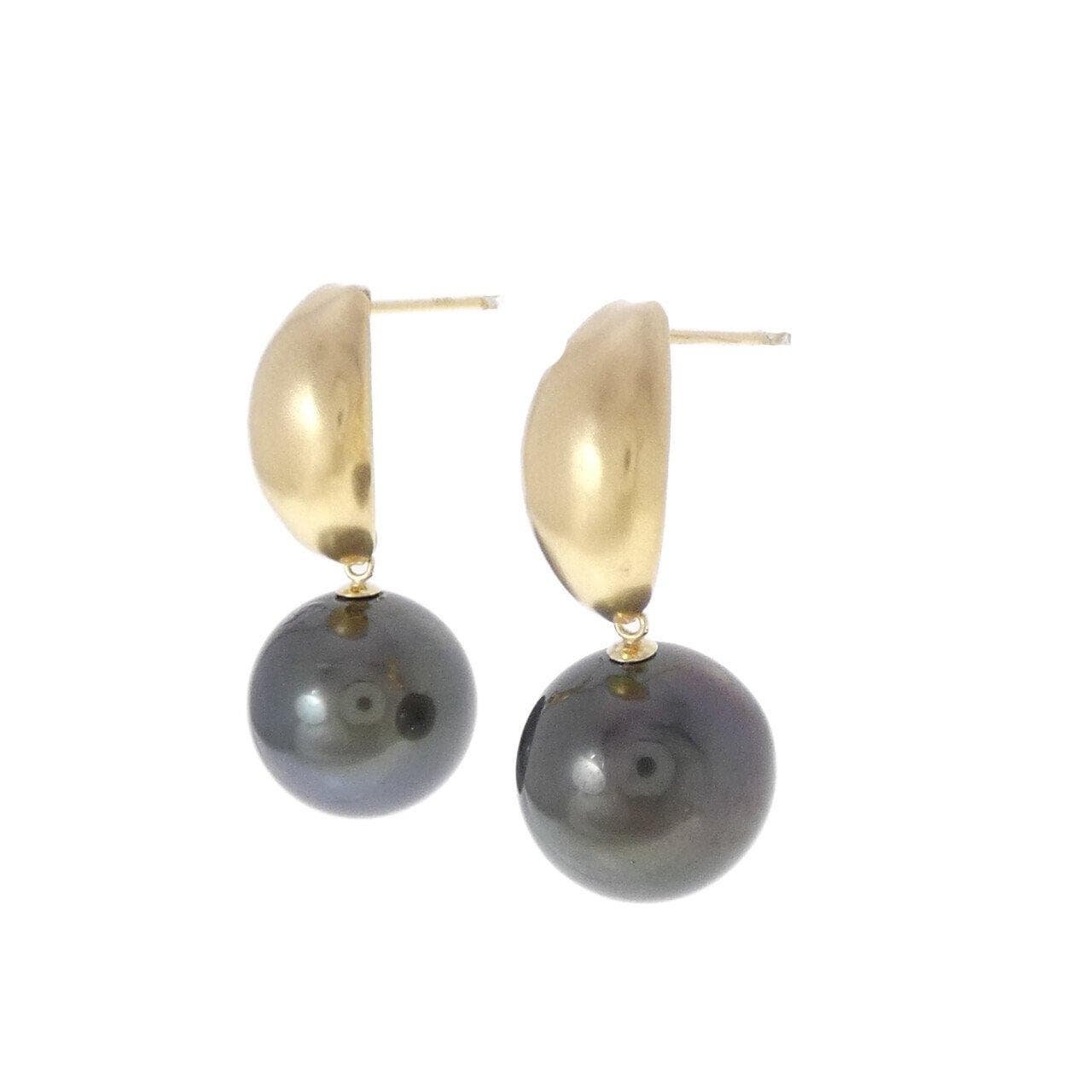 K18YG 黒蝶パール ピアス 10.3mm