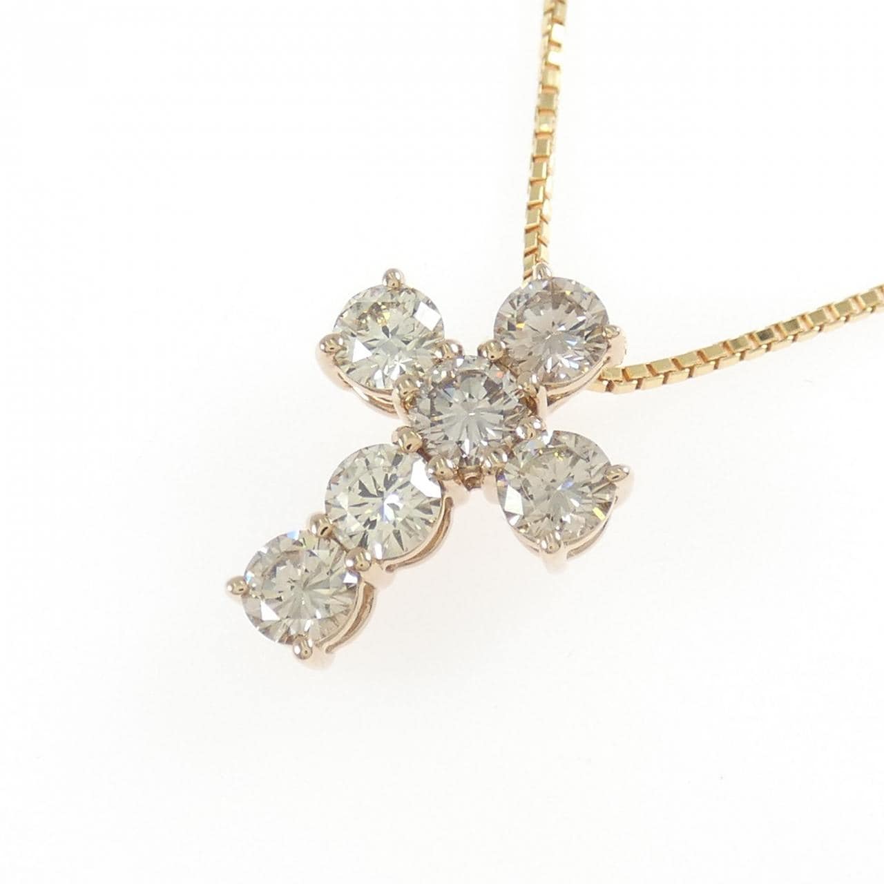 K18PG/K18YG クロス ダイヤモンド ネックレス 1.50CT