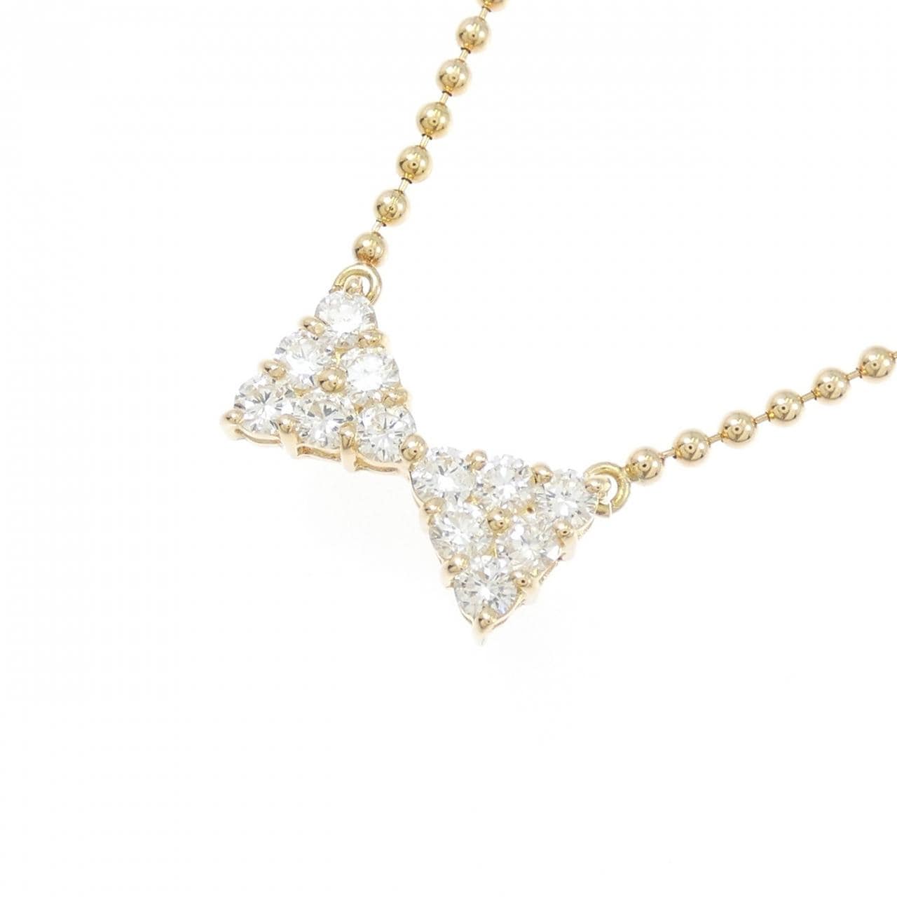 K18YG リボン ダイヤモンド ネックレス 0.50CT