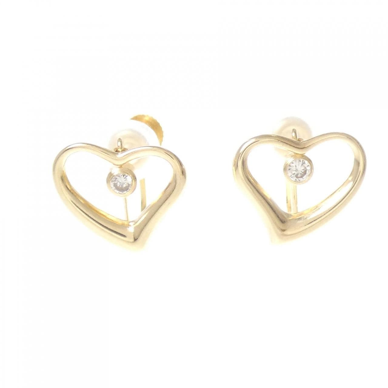 K18YG ハート ダイヤモンド イヤリング