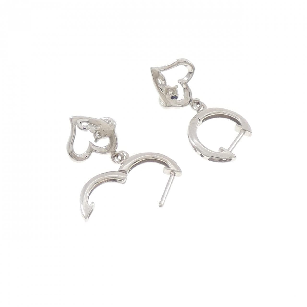 K10WG ハート ダイヤモンド ピアス 0.04CT