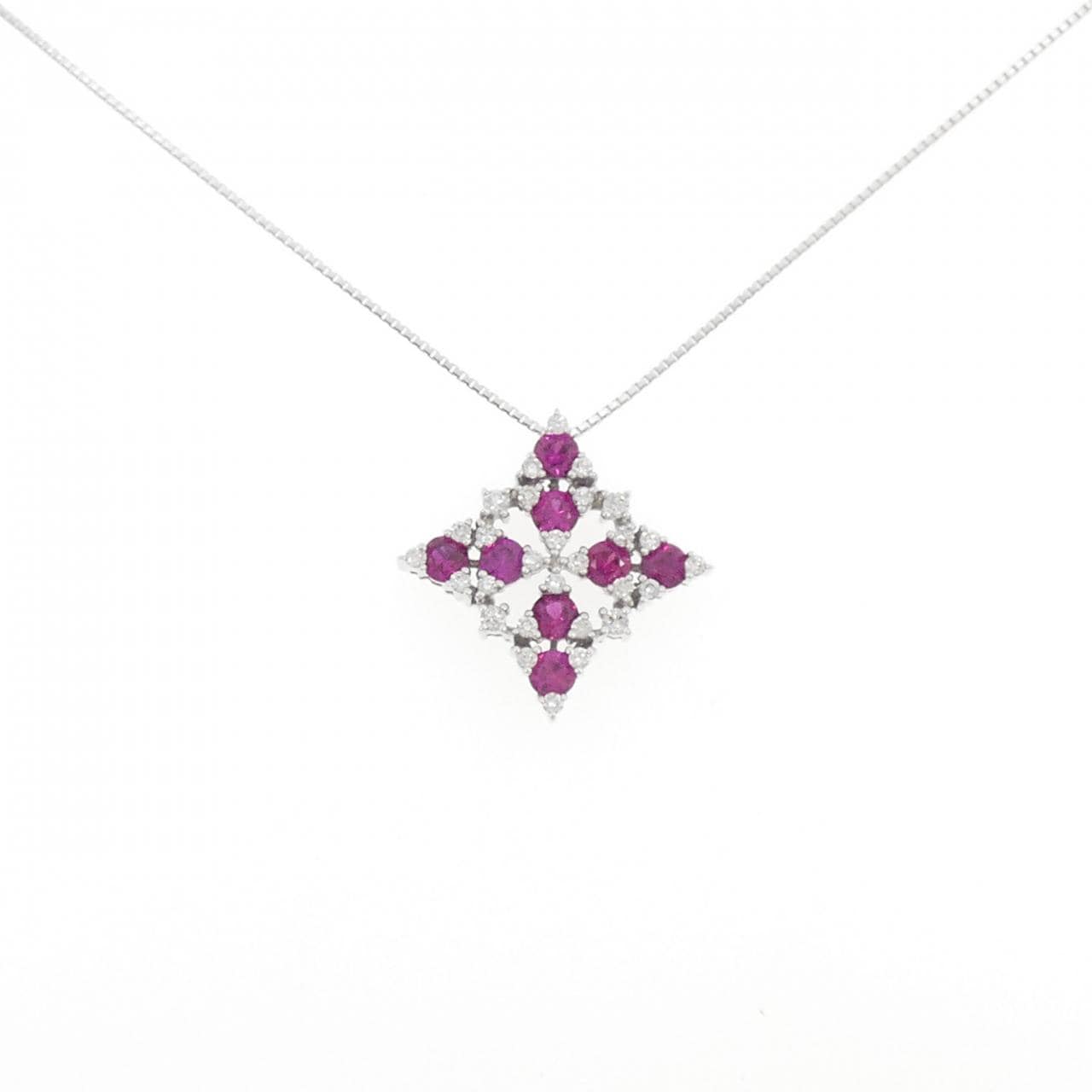 K18WG ルビー ネックレス 1.06CT