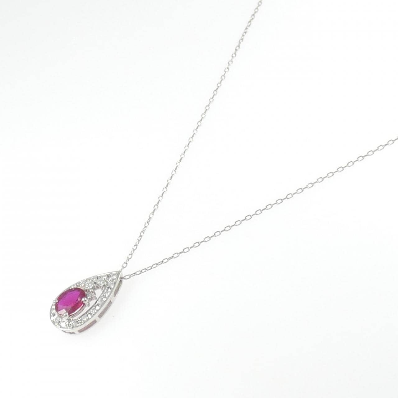 PT900/PT850 ルビー ネックレス 1.12CT