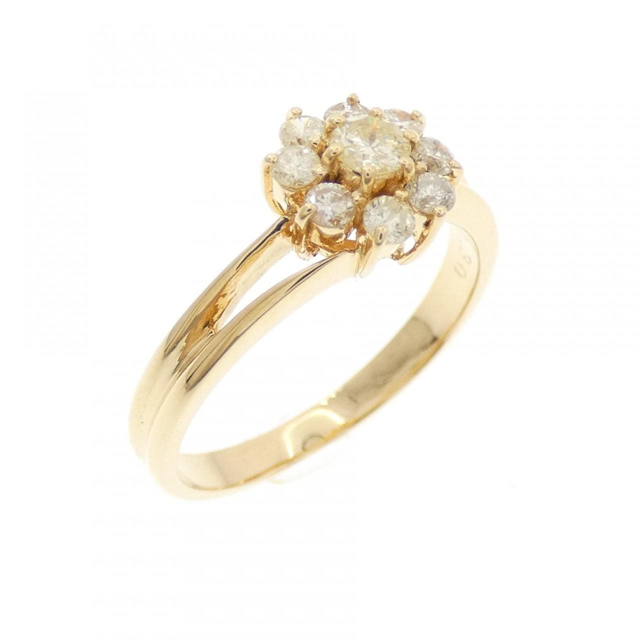 K18YG フラワー ダイヤモンド リング 0.30CT