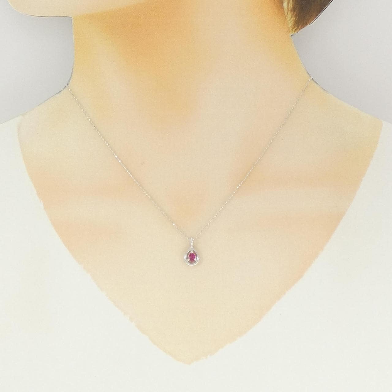 K18WG ルビー ネックレス 0.22CT