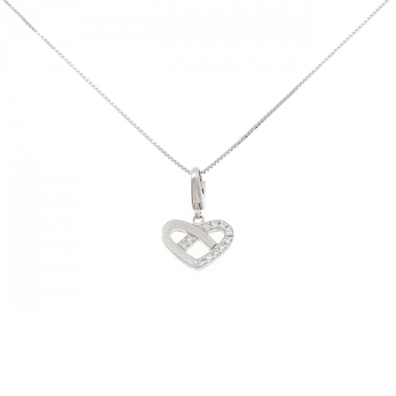 K10WG ハート ダイヤモンド ネックレス 0.07CT