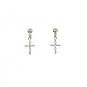 K18WG クロス ダイヤモンド ピアス 0.14CT