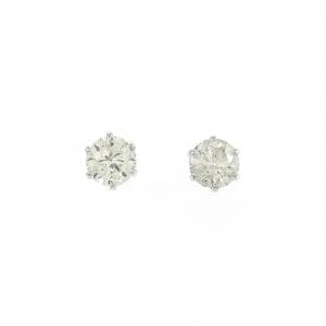 PT900 ソリティア ダイヤモンド ピアス 0.80CT