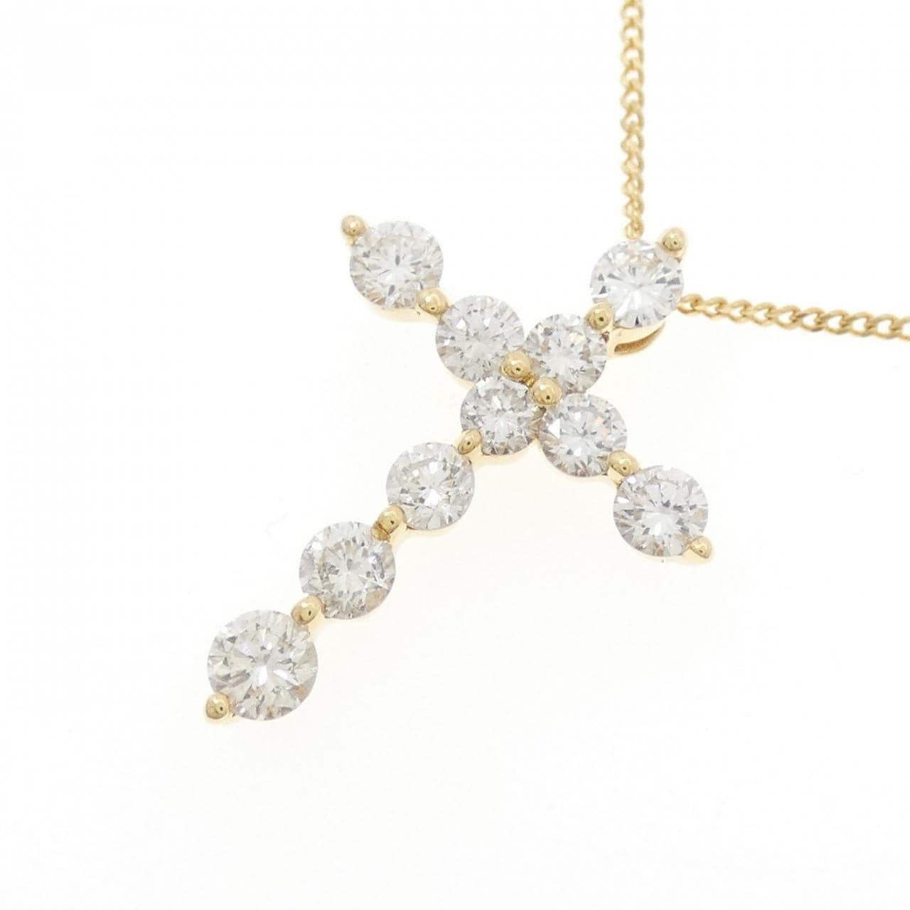 K18YG クロス ダイヤモンド ネックレス 1.02CT