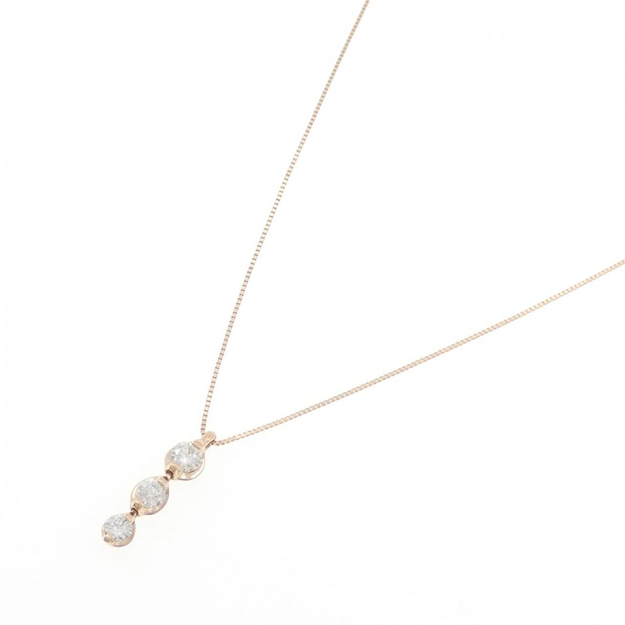K18PG 三石鑽石項鍊 0.30CT