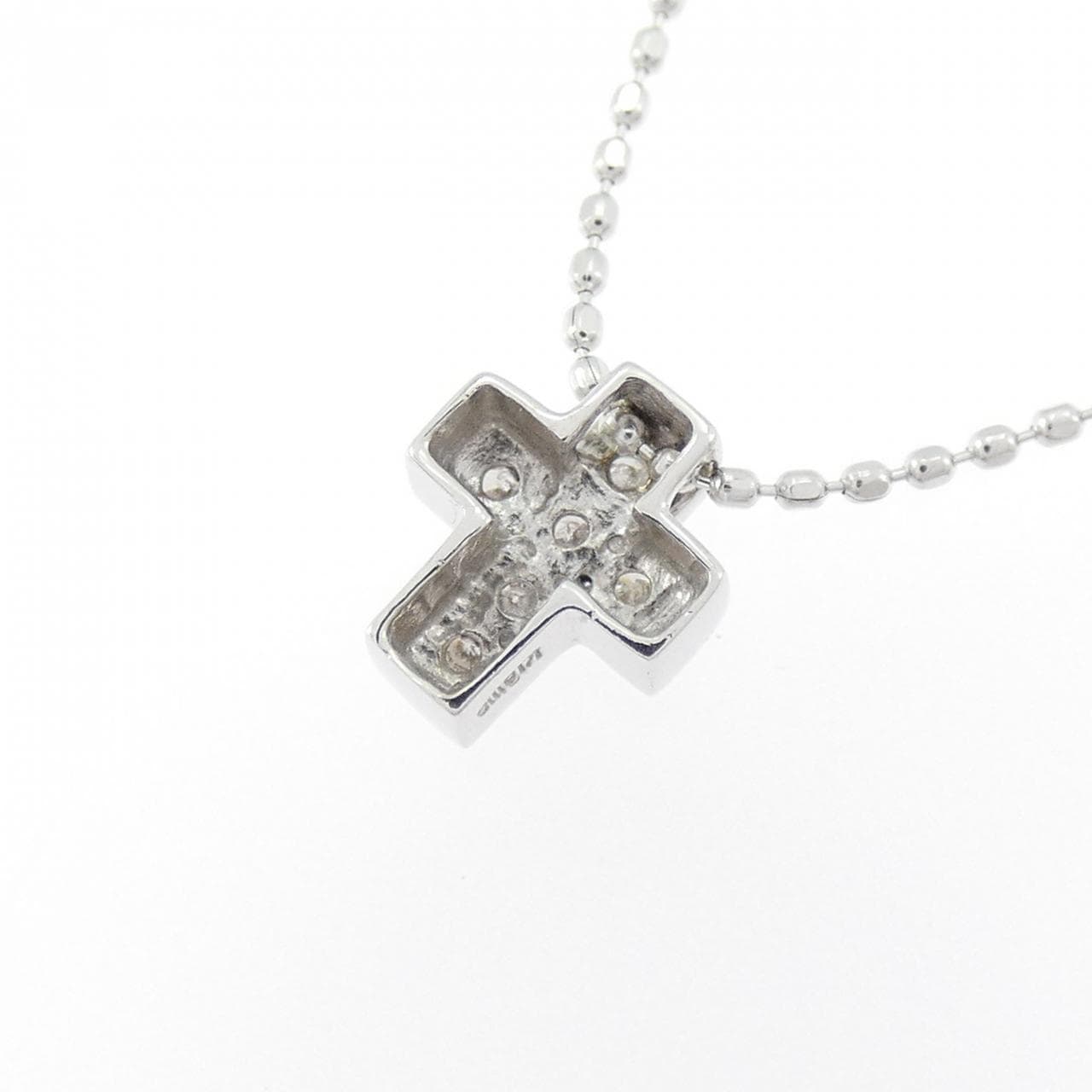 K18WG クロス ダイヤモンド ネックレス 0.05CT