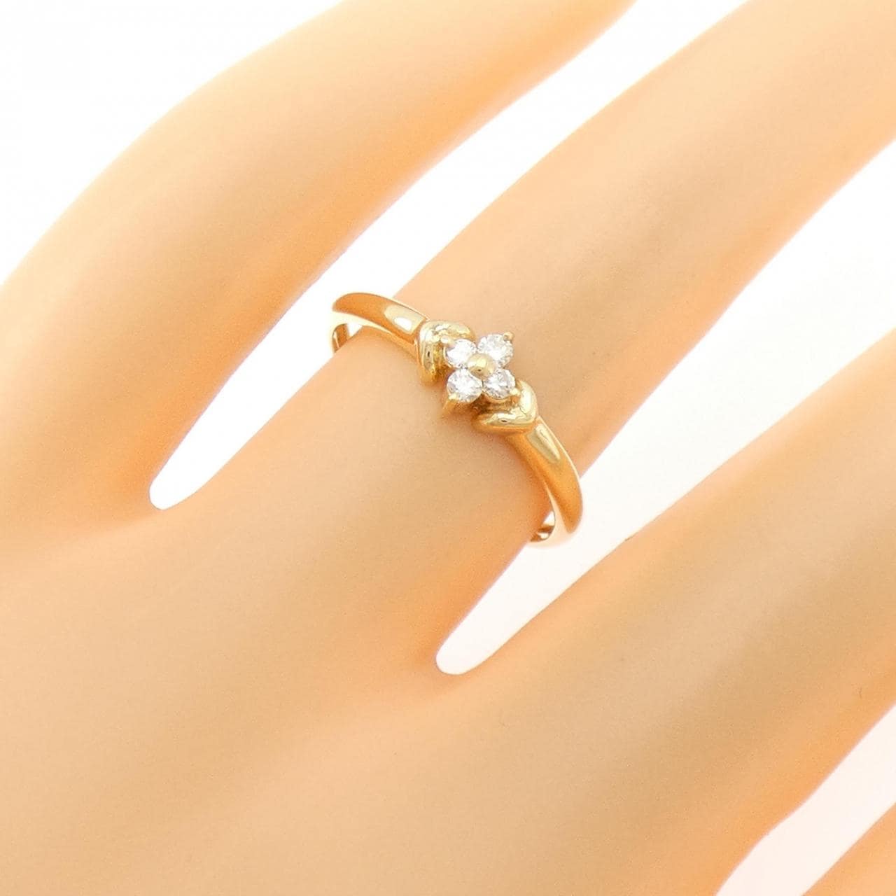 K18YG フラワー ダイヤモンド リング