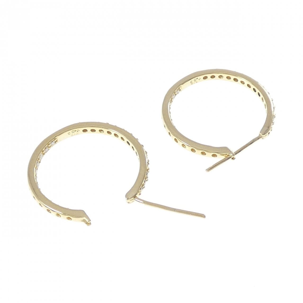 K18YG フープ ダイヤモンド ピアス 0.70CT