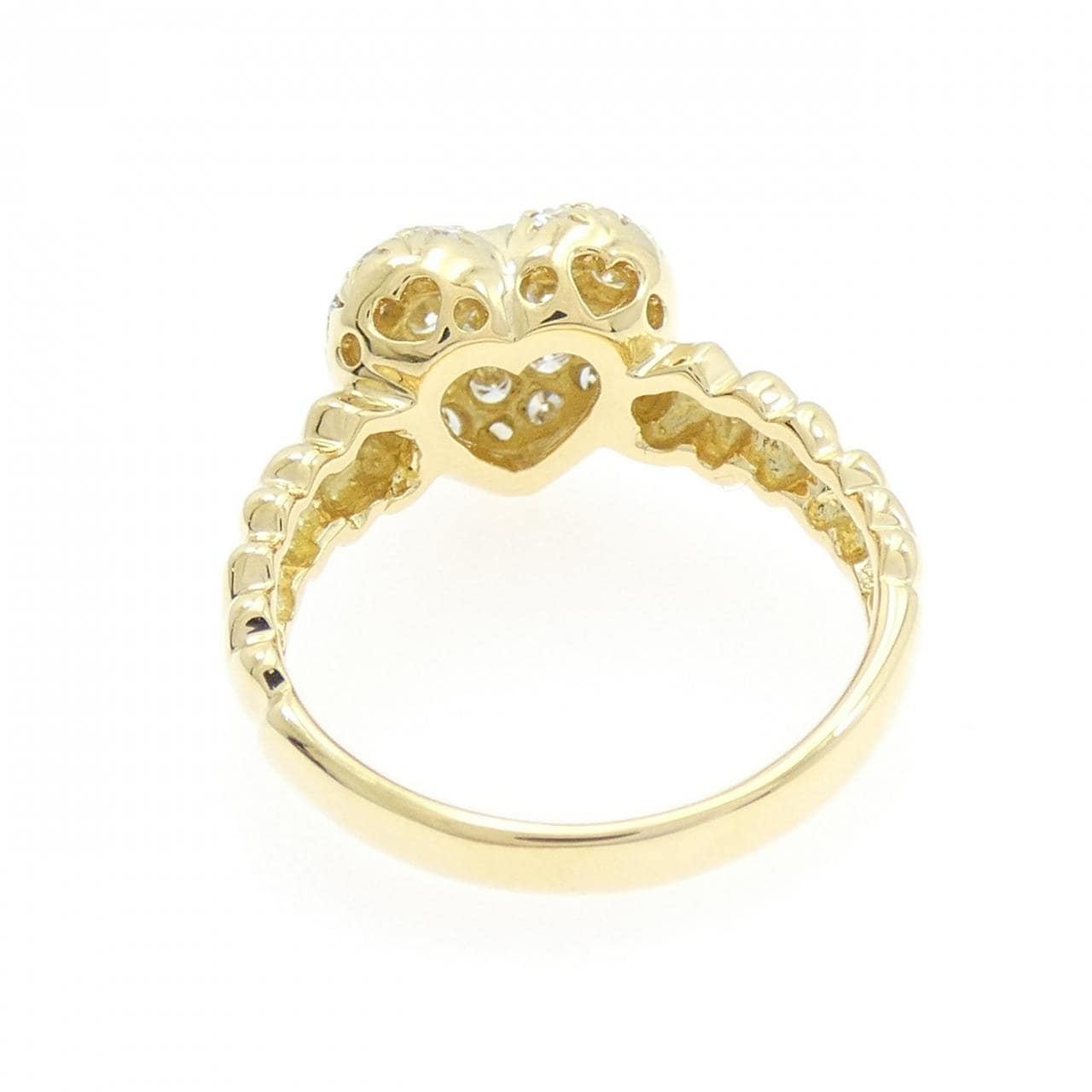 K18YG ハート パヴェ ダイヤモンド リング 0.50CT