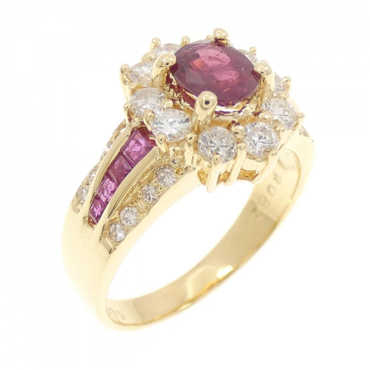 K18YG ルビー リング 0.82CT