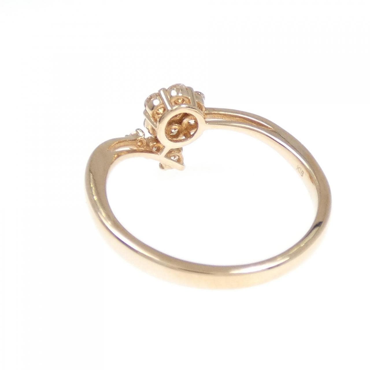 【新品】K18PG フラワー ダイヤモンド リング 0.25CT