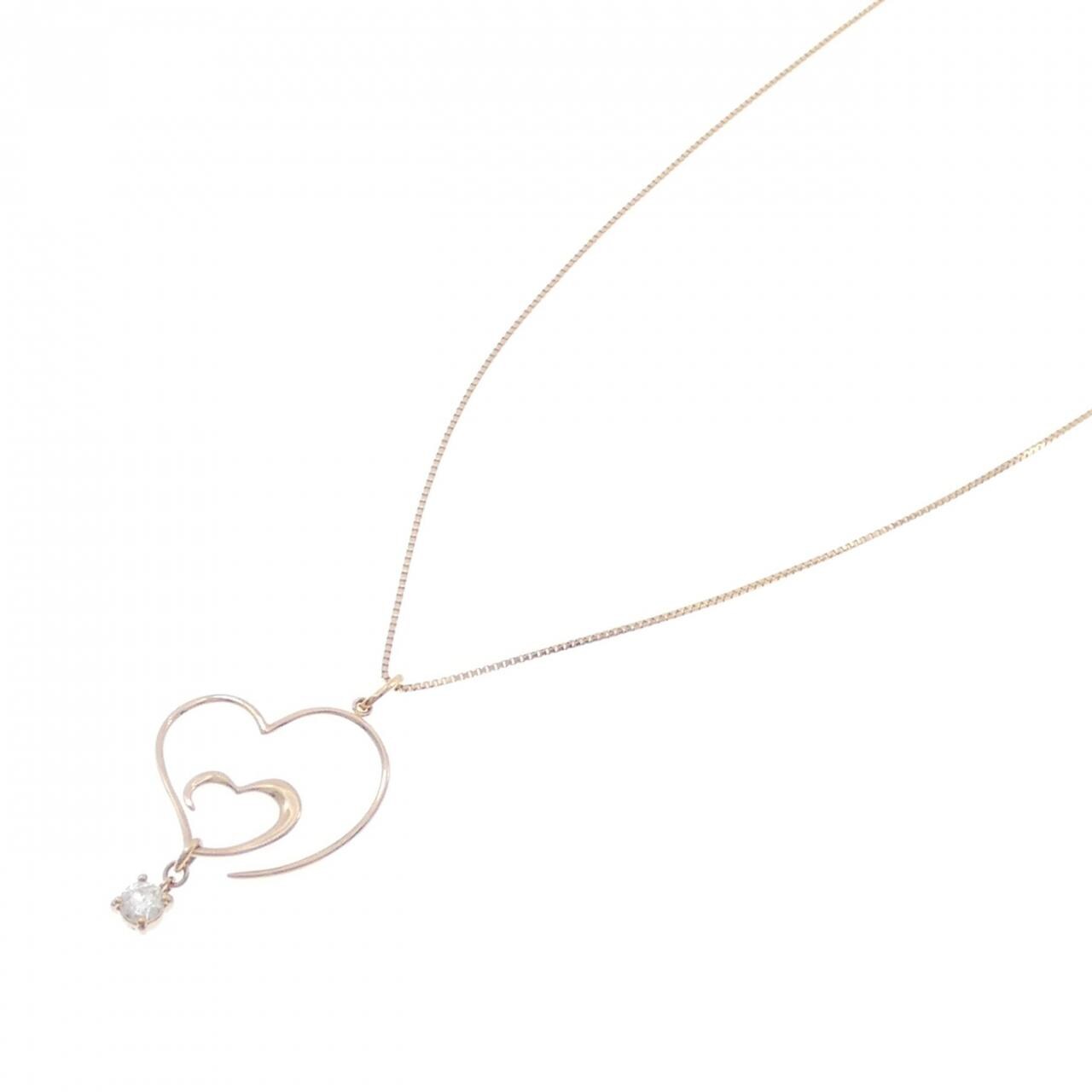 K18PG ハート ダイヤモンド ネックレス 0.18CT