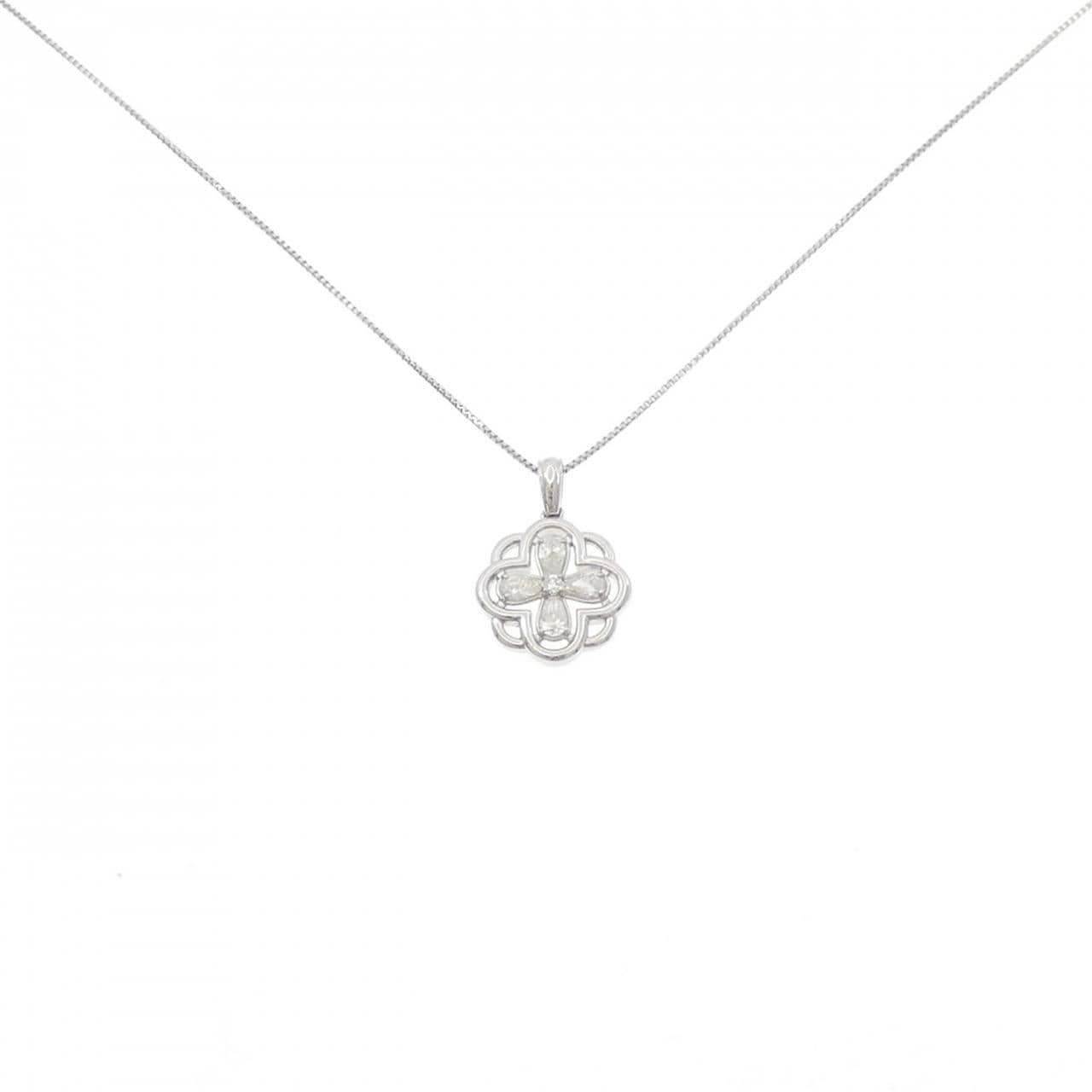 【新品】PT900/PT850 フラワー ダイヤモンド ネックレス 0.22CT