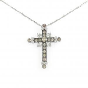 K18WG/K18BG クロス ダイヤモンド ネックレス 0.92CT