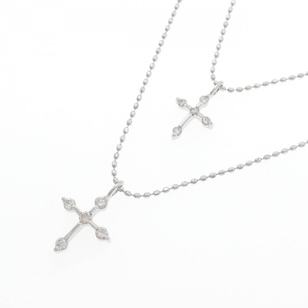 K18WG クロス ダイヤモンド ネックレス 0.15CT