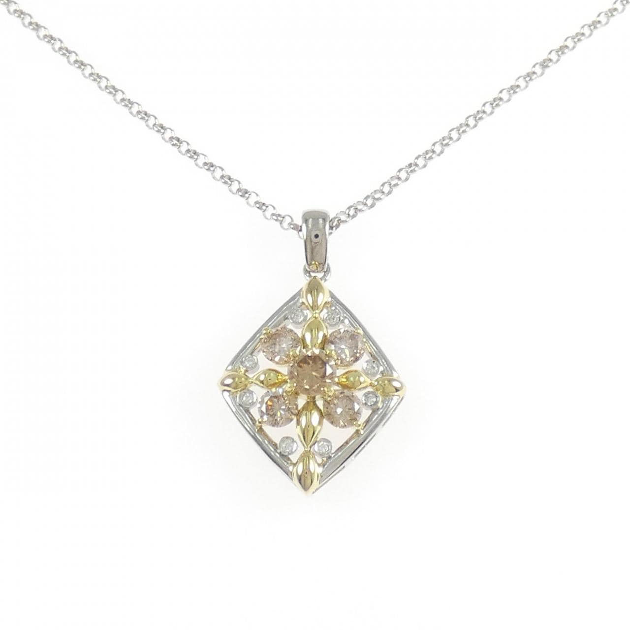 PT900/K18YG/PT850 ダイヤモンド ネックレス 1.54CT