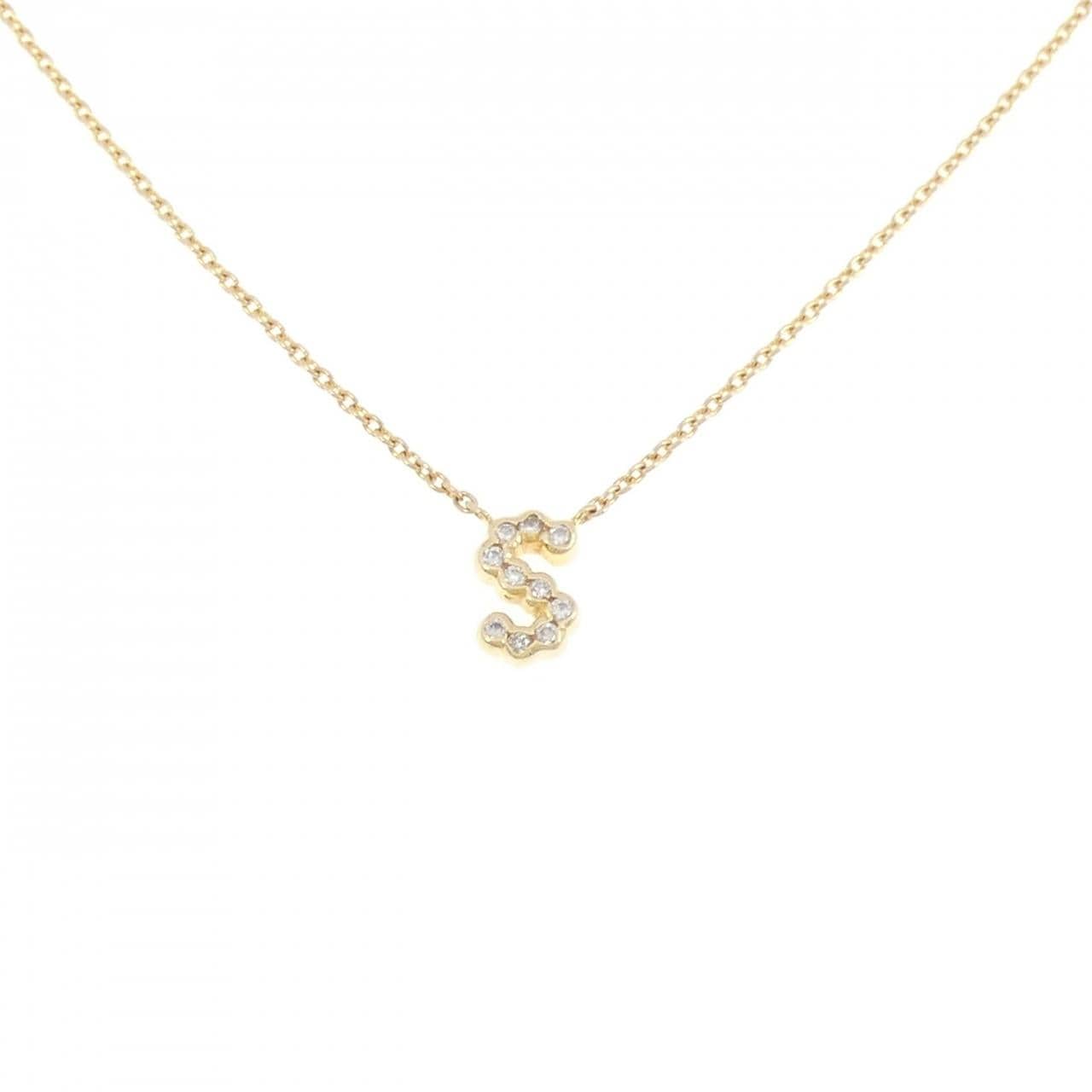 K18YG イニシャルS ダイヤモンド ネックレス