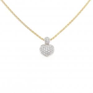 750WG/750YG パヴェ ハート ダイヤモンド ネックレス 0.37CT