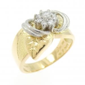 18KYG/PT900 フラワー ダイヤモンド リング