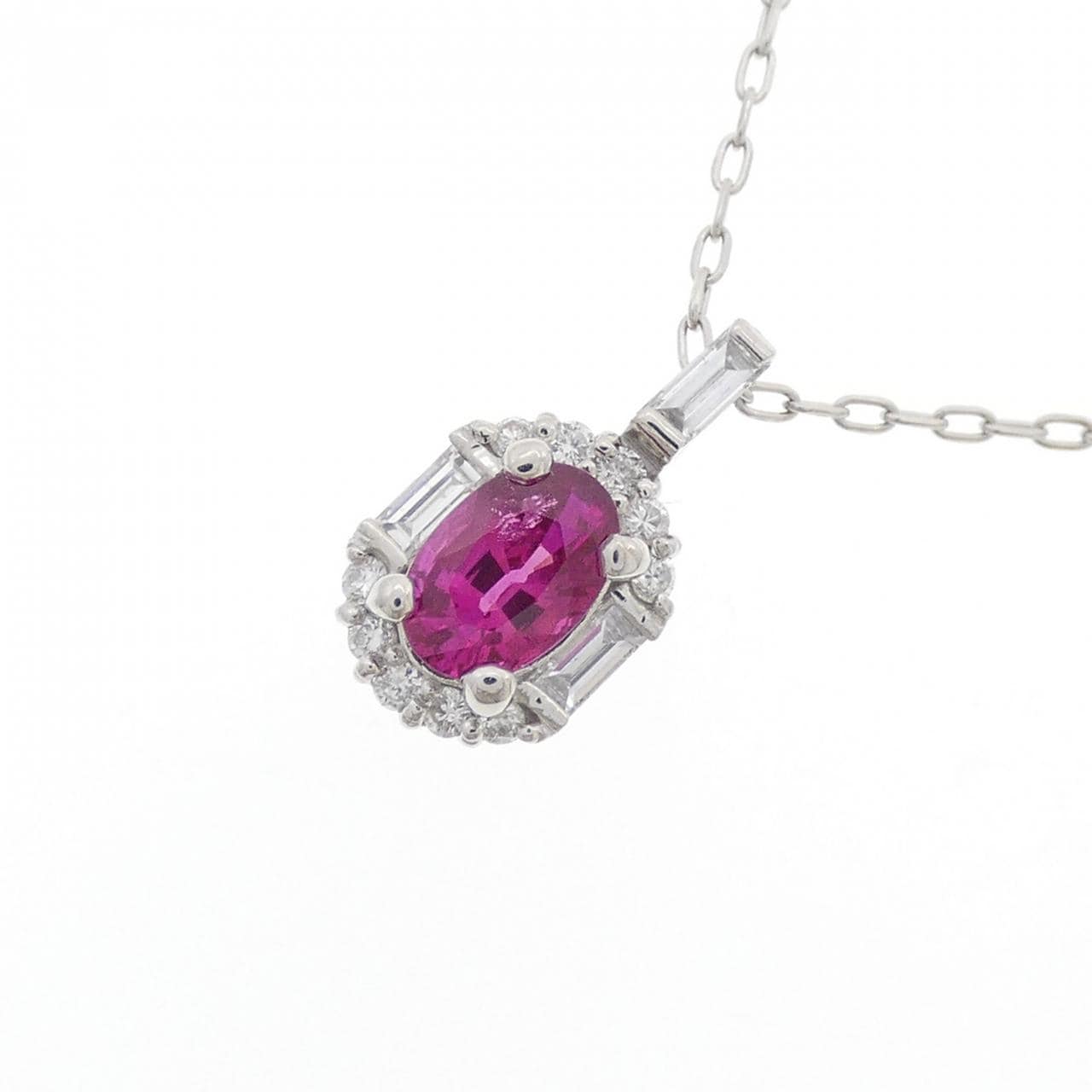 PT900/PT850 ルビー ネックレス 0.65CT