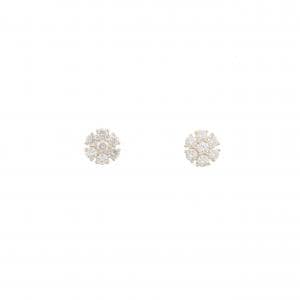 【リメイク】K10YG フラワー ダイヤモンド ピアス 0.30CT