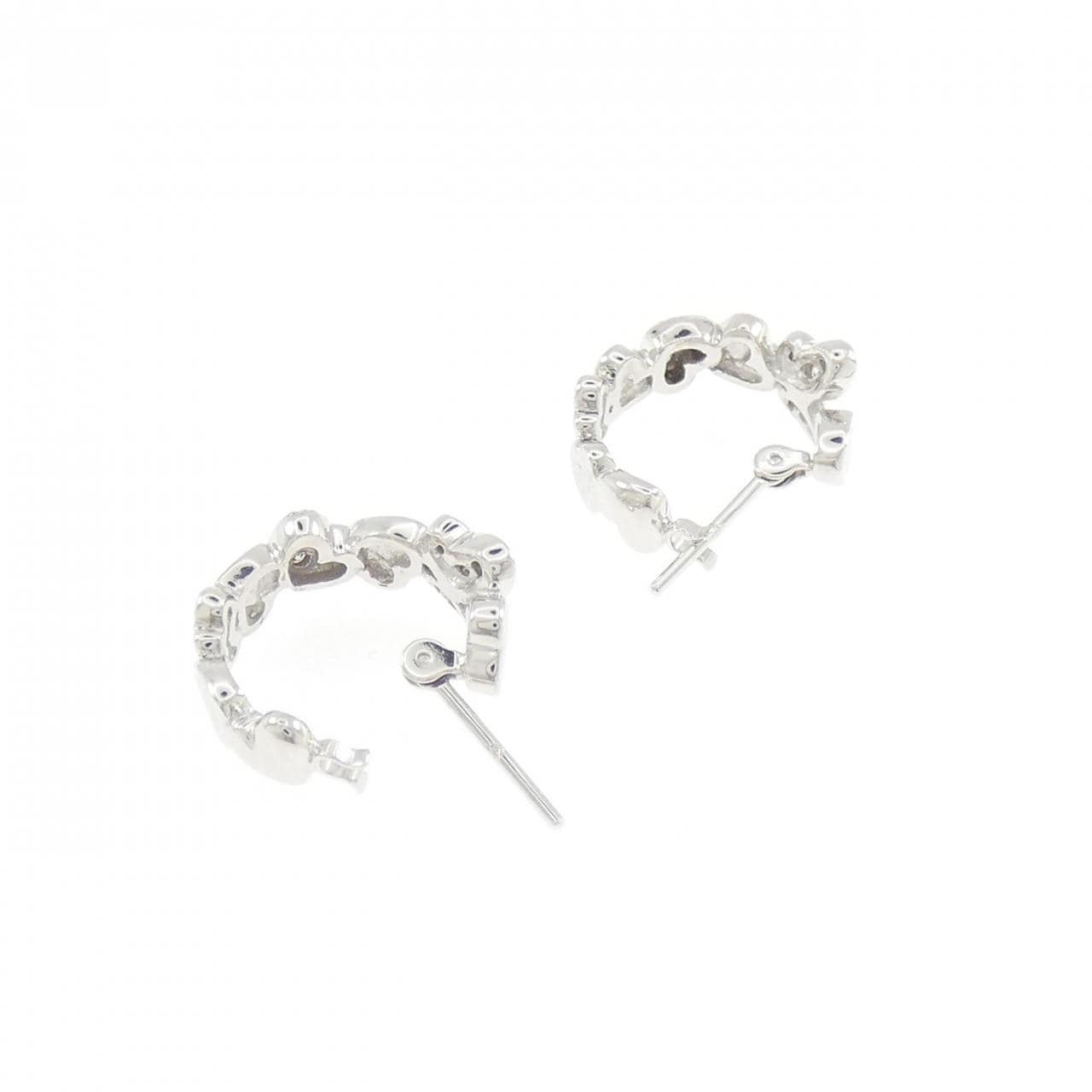 K18WG バタフライ×ハート ダイヤモンド ピアス 0.12CT
