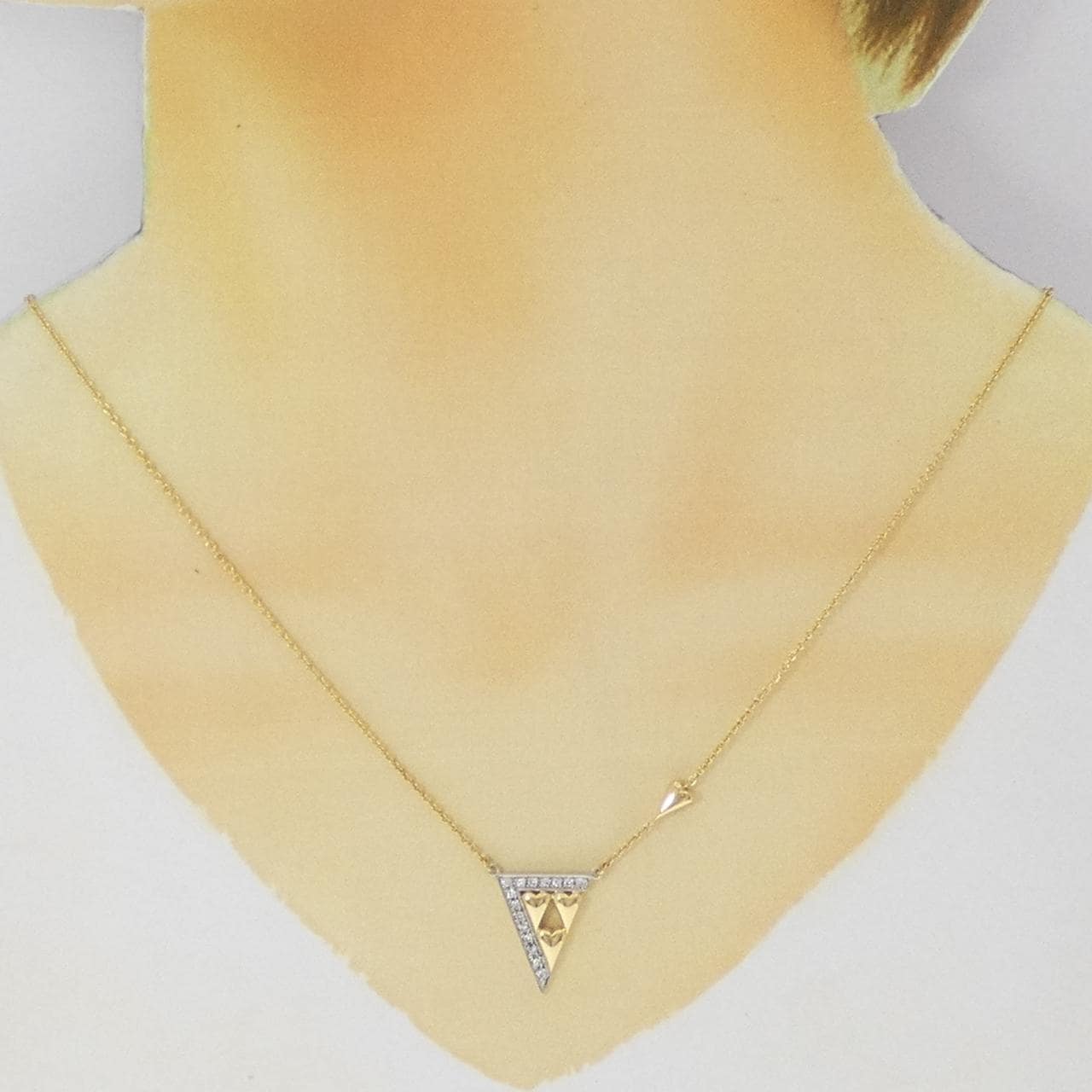 K18YG/PT ハート ダイヤモンド ネックレス 0.16CT