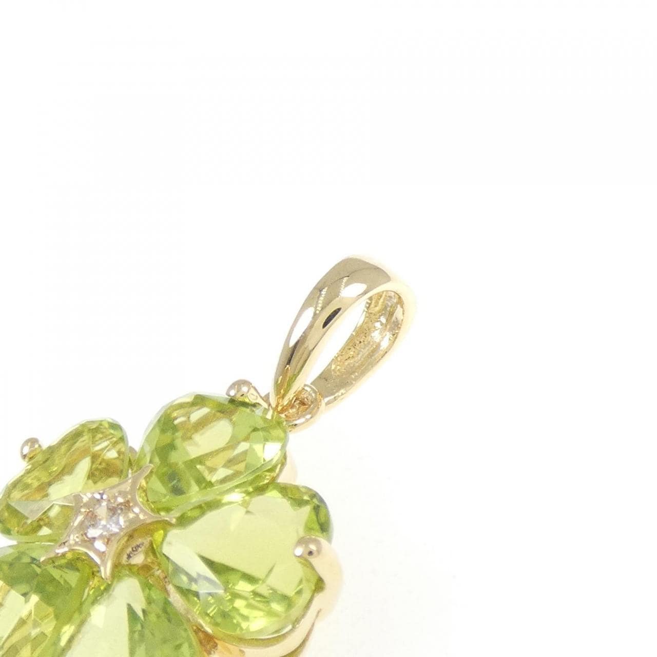 K18YG フラワー ペリドット ペンダント 4.13CT