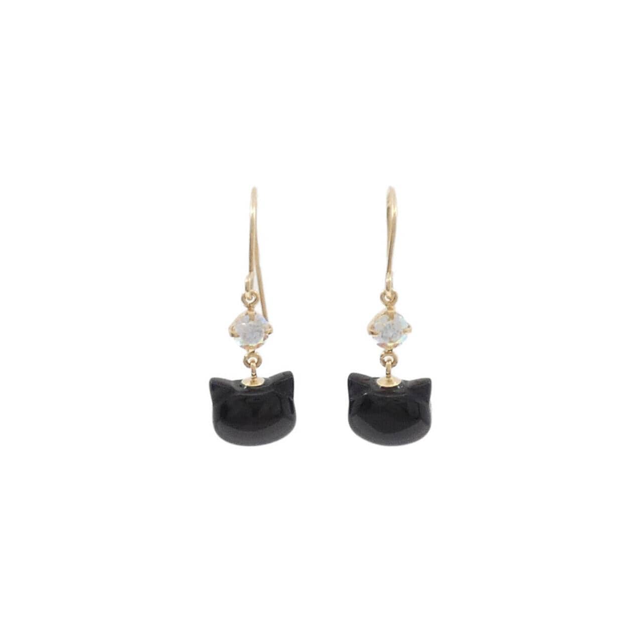 【新品】K10YG キャット オニキス ピアス