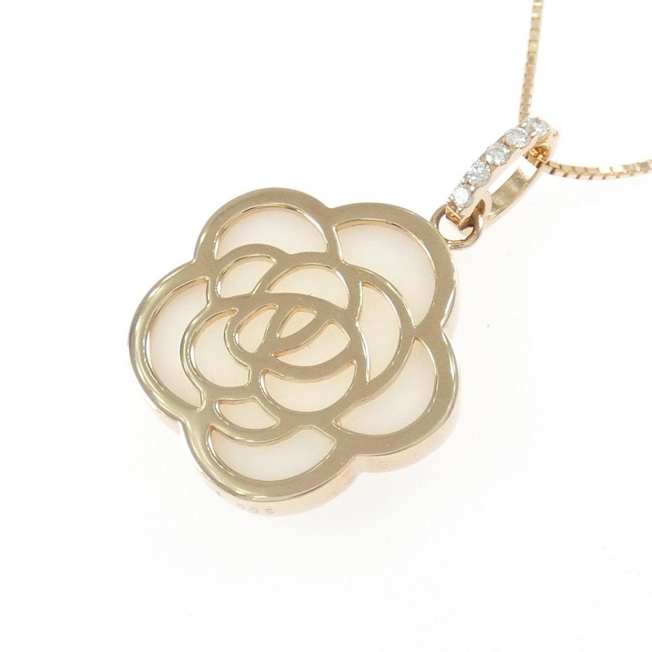 K18PG フラワー サンゴ ネックレス