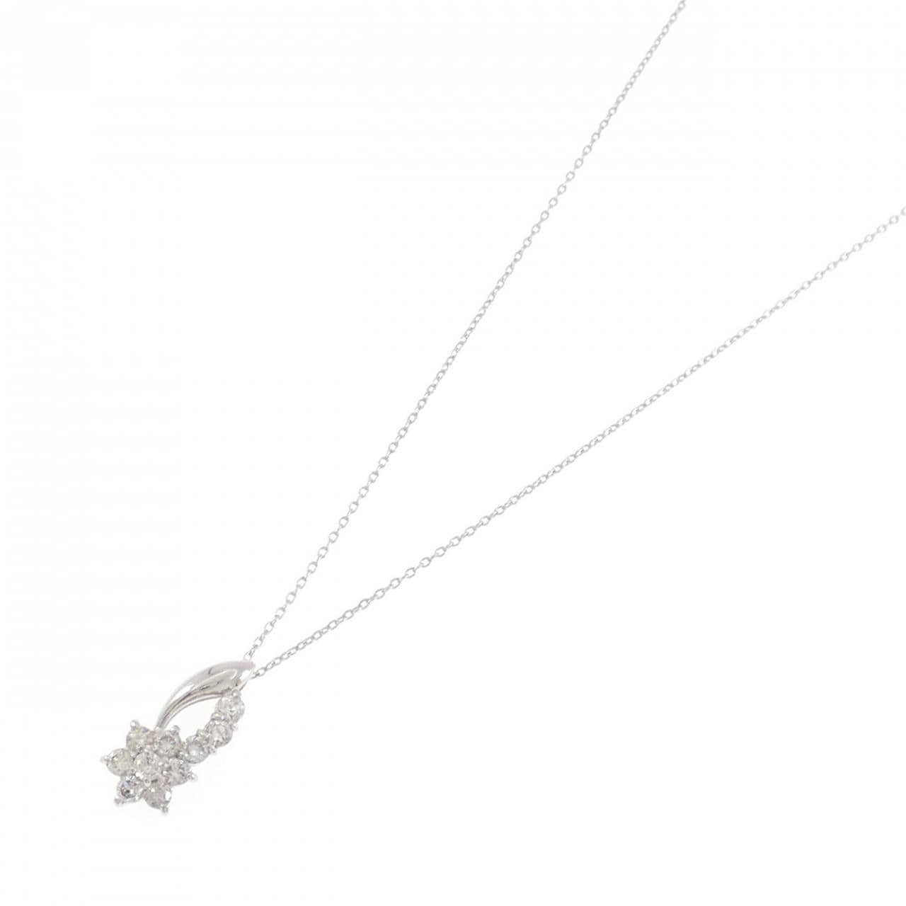 PT900/PT850 フラワー ダイヤモンド ネックレス 0.50CT