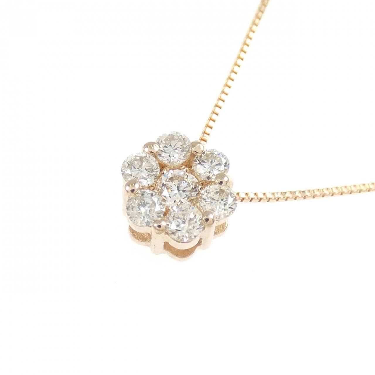 K18PG フラワー ダイヤモンド ネックレス 0.30CT