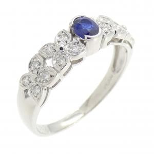 PT900 フラワー サファイヤ リング 0.20CT