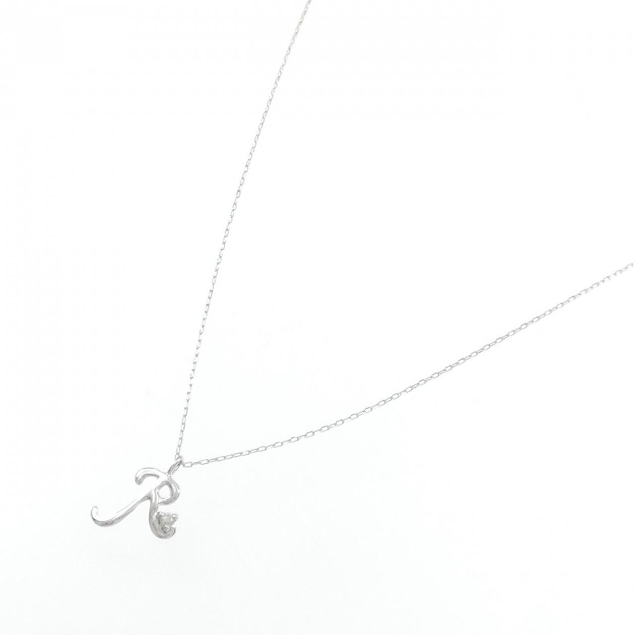 K10WG イニシャルR ダイヤモンド ネックレス 0.01CT